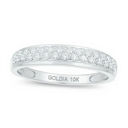 0.13 CT. TW Diamond Lattice Wedding Band in 10K White Gold