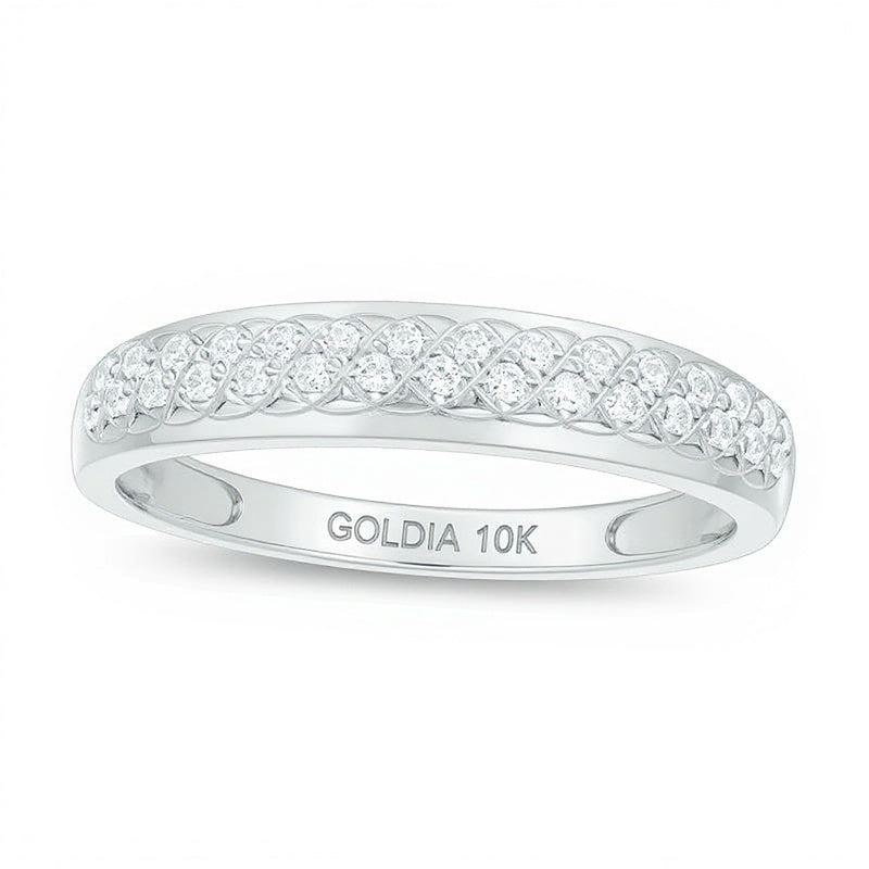 0.13 CT. TW Diamond Lattice Wedding Band in 10K White Gold
