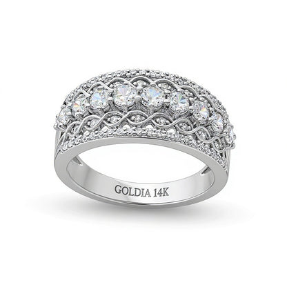 1.0 CT. TW Diamond Edge Lattice Center Row Band in 14K White Gold