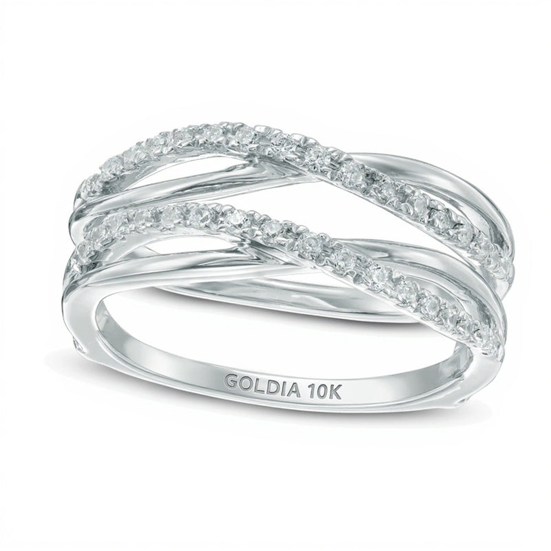 0.25 CT. TW Diamond Double Crossover Solitaire Enhancer in 10K White Gold