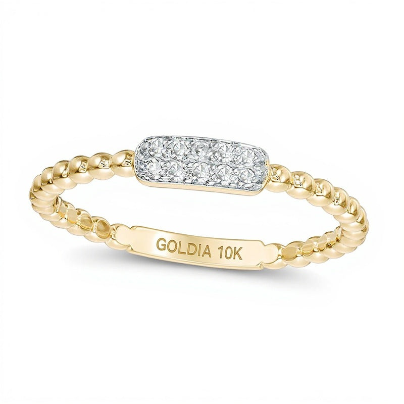 0.07 CT. TW Composite Diamond Rectangle Beaded Stackable Band in 10K Gold