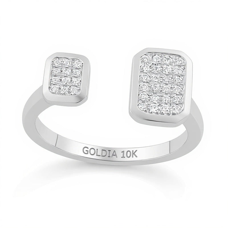 0.17 CT. TW Octagon Multi-Diamond Open Shank Ring in 10K White Gold