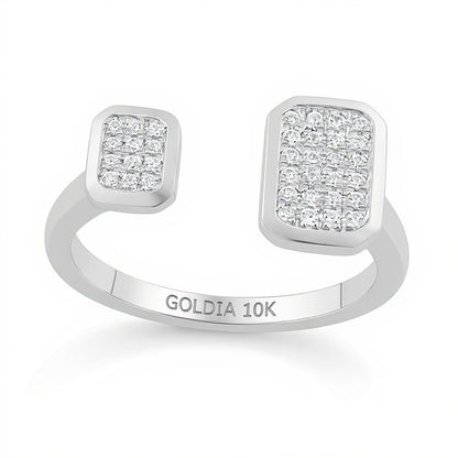 0.17 CT. TW Octagon Multi-Diamond Open Shank Ring in 10K White Gold