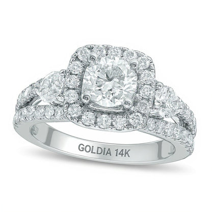 2.2 CT. TW Diamond Three Stone Engagement Ring in 14K White Gold (I/I1)