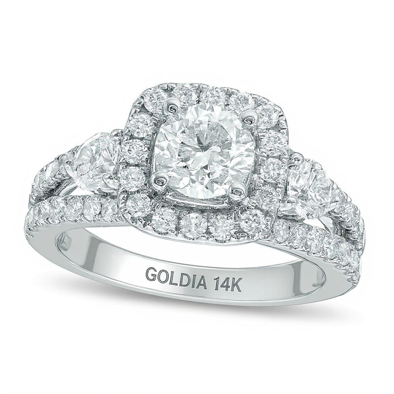 2.2 CT. TW Diamond Three Stone Engagement Ring in 14K White Gold (I/I1)