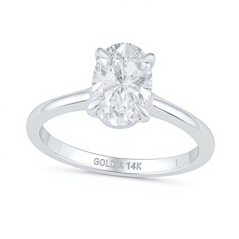 2.0 CT. Oval Diamond Solitaire Engagement Ring in 14K White Gold (G/I1)