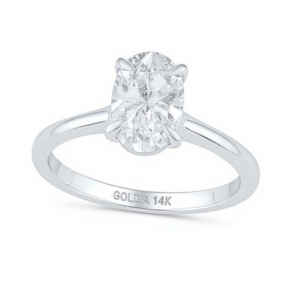 2.0 CT. Oval Diamond Solitaire Engagement Ring in 14K White Gold (G/I1)