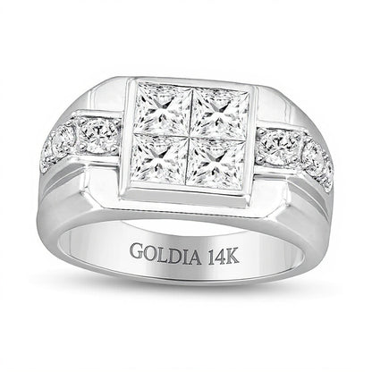 2.75 CT. TW Quad Square-Cut Lab-Grown Diamond Ring in 14K White Gold (F/SI2)