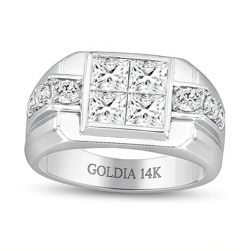 2.75 CT. TW Quad Square-Cut Lab-Grown Diamond Ring in 14K White Gold (F/SI2)