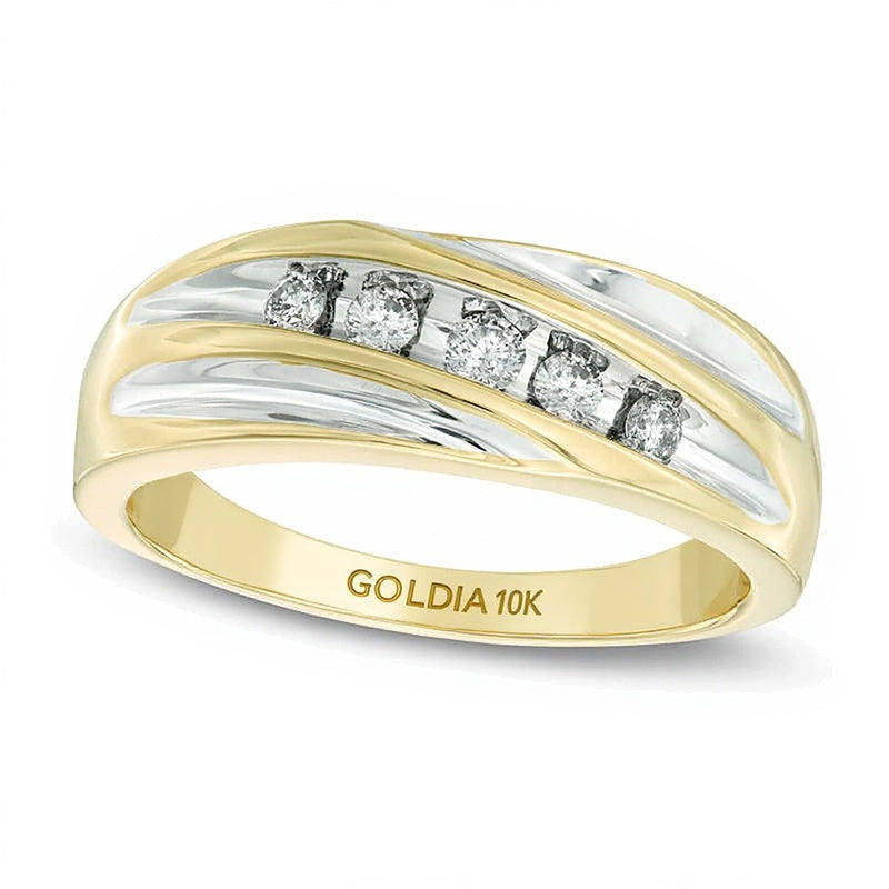 0.25 CT. TW Diamond Five Stone Slant Anniversary Band in 10K Two-Tone Gold