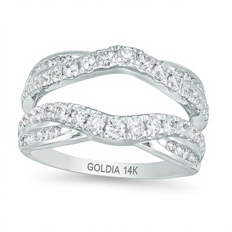 1.0 CT. TW Diamond Criss-Cross Ring Solitaire Enhancer in 14K White Gold