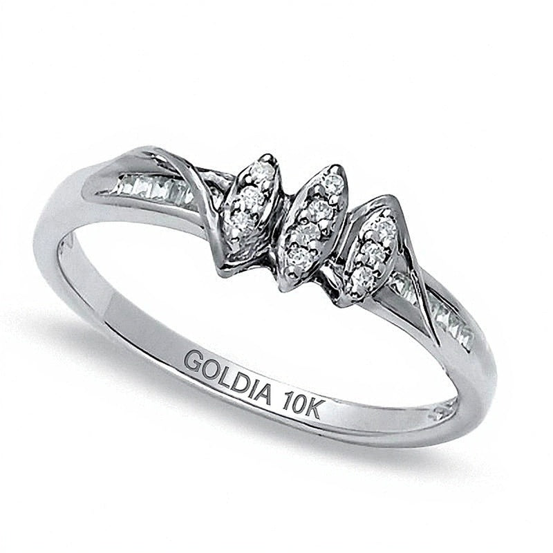 0.07 CT. TW Diamond Marquise Cluster Promise Ring in 10K White Gold