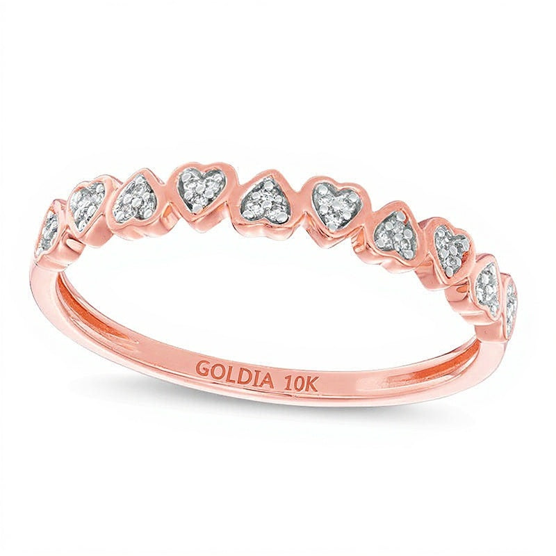 0.05 CT. TW Diamond Alternating Heart Stackable Band in 10K Rose Gold