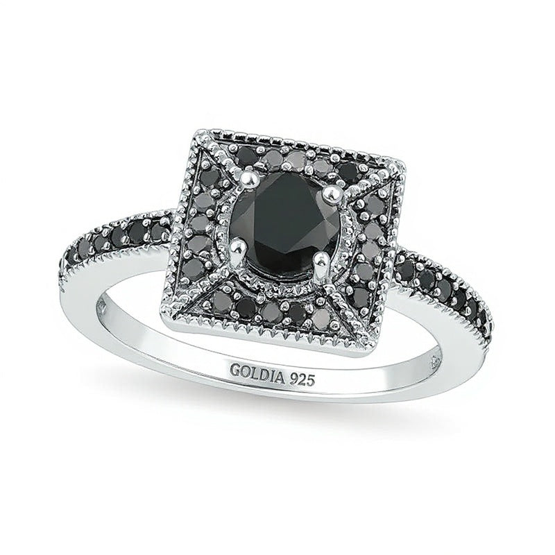 1.0 CT. TW Black Diamond Square Frame Ring in Sterling Silver