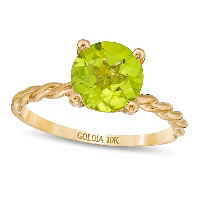 8.0mm Peridot Solitaire Rope Shank Ring in 10K Gold