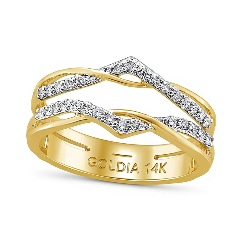 0.25 CT. TW Diamond Crossover Chevron Solitaire Enhancer in 14K Gold