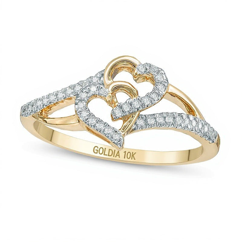 0.1 CT. TW Diamond Interlocking Hearts Ring in 10K Gold