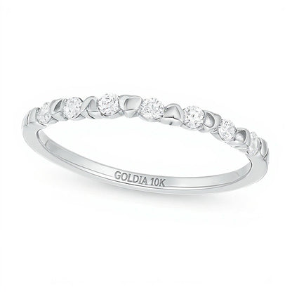0.2 CT. TW Diamond Alternating Heart Stackable Band in 10K White Gold