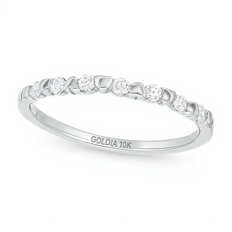 0.2 CT. TW Diamond Alternating Heart Stackable Band in 10K White Gold