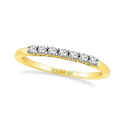 0.2 CT. TW Diamond Seven Stone Wedding Band in 10K Gold