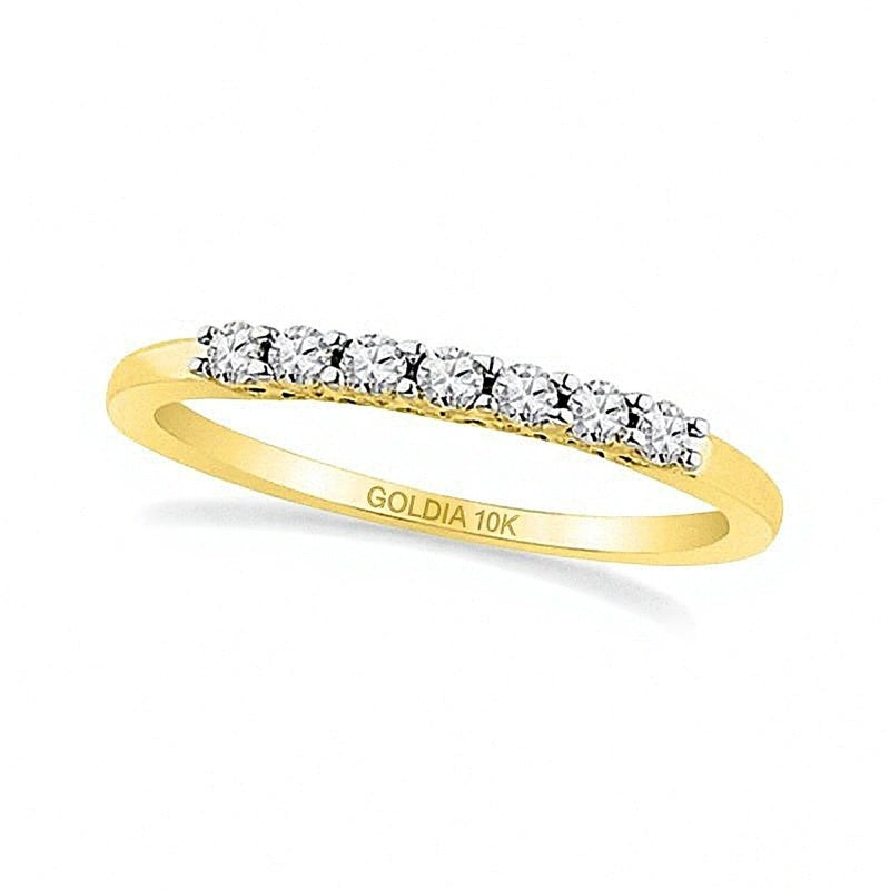 0.2 CT. TW Diamond Seven Stone Wedding Band in 10K Gold
