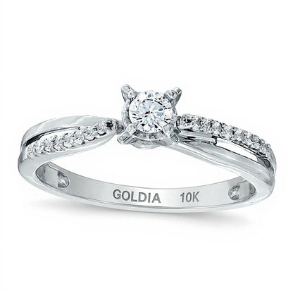 0.25 CT. TW Diamond Crisscross Promise Ring in 10K White Gold