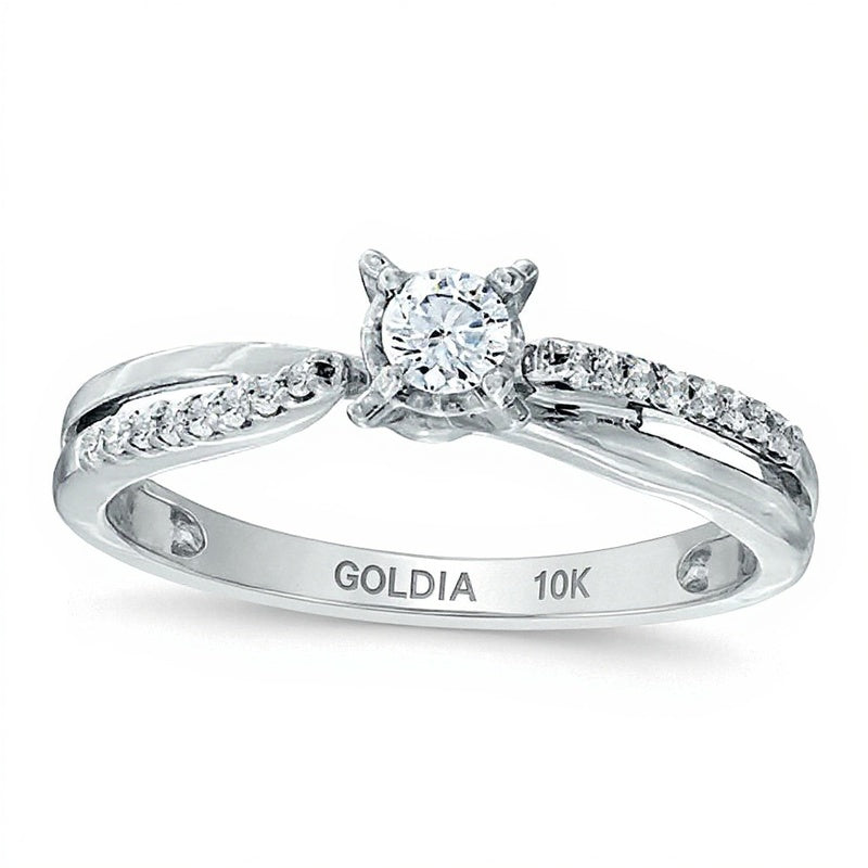 0.25 CT. TW Diamond Crisscross Promise Ring in 10K White Gold