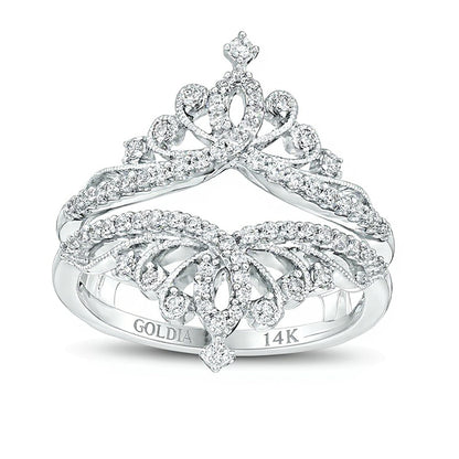0.38 CT. TW Diamond Vintage-Style Tiara Ring Solitaire Enhancer in 14K White Gold