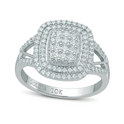 0.5 CT. TW Diamond Rectangular Double Frame Ring in 10K White Gold