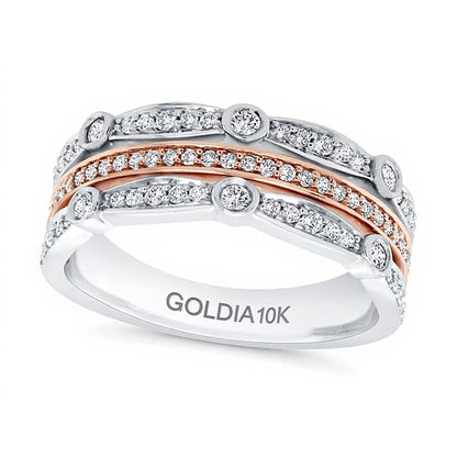 0.38 CT. TW Diamond Multi-Row Stacked Ring in 10K Two-Tone Gold