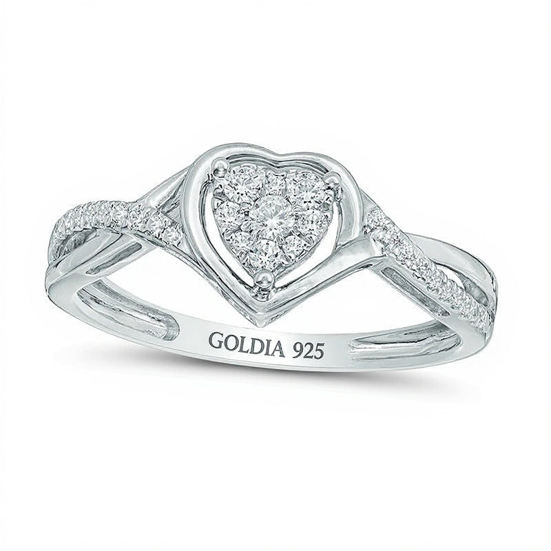0.2 CT. TW Composite Diamond Heart Twist Promise Ring in Sterling Silver