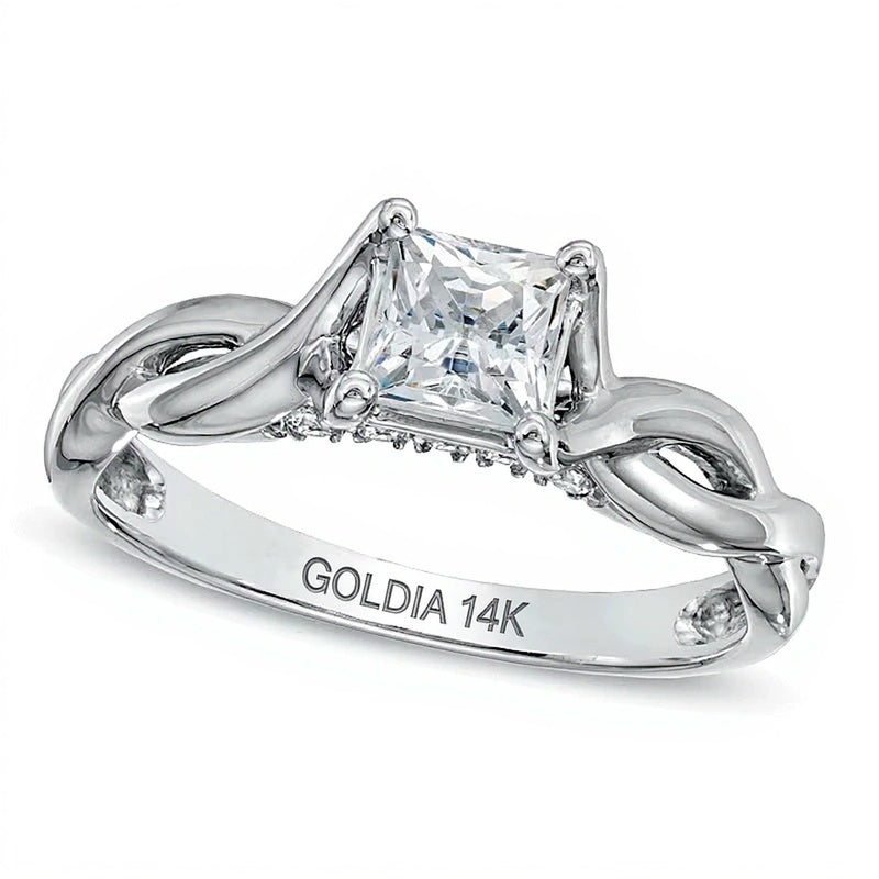 1.0 CT. TW Princess-Cut Diamond Twist Shank Engagement Ring in 14K White Gold (J/I3)