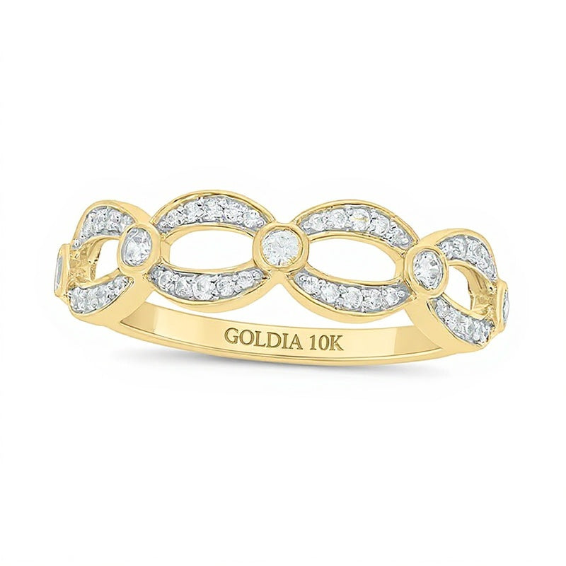 0.25 CT. TW Diamond Open Link Station Stackable Band in 10K Gold