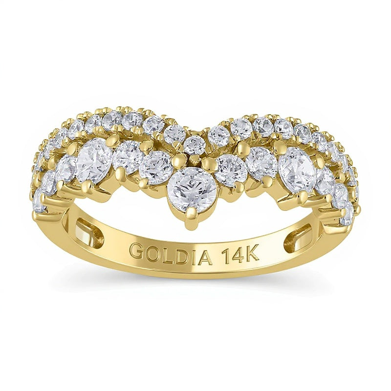 1.0 CT. TW Diamond Double Row Contour Band in 14K Gold