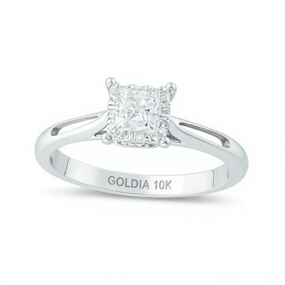 0.38 CT. Princess-Cut Diamond Solitaire Engagement Ring in 10K White Gold