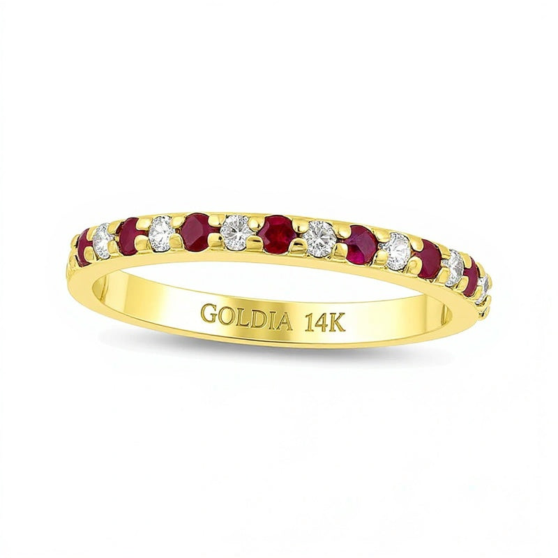 Ruby and 0.17 CT. TW Diamond Alternating Band in 14K Gold
