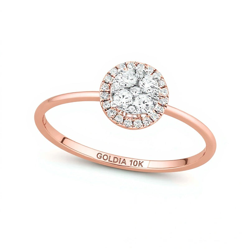 0.2 CT. TW Composite Diamond Frame Promise Ring in 10K Rose Gold