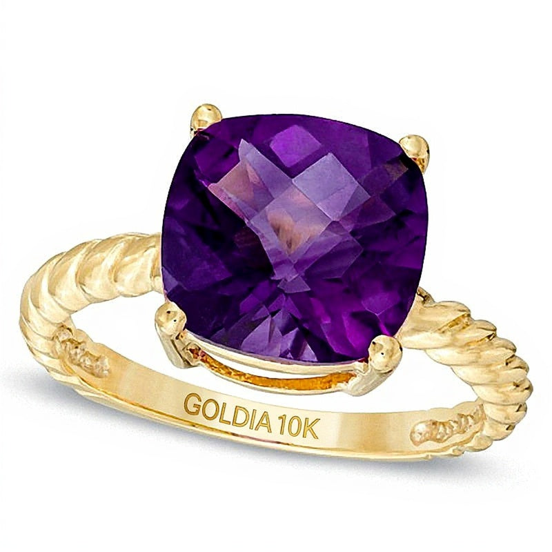 10.0mm Cushion-Cut Amethyst Ring in 10K Gold