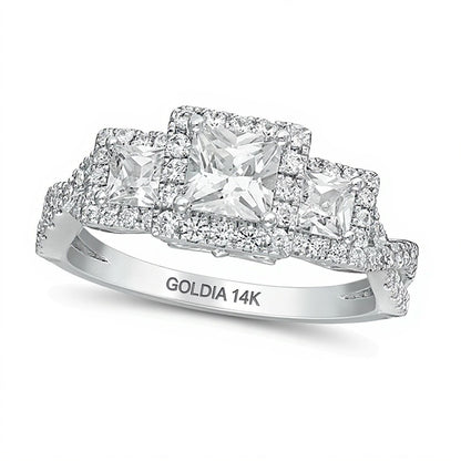 1.5 CT. TW Princess-Cut Diamond Frame Past Present FutureÂ® Engagement Ring in 14K White Gold