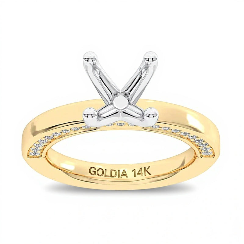0.33 CT. TW Diamond Shank Four-Prong Solitaire Semi-Mount Setting in 14K Gold