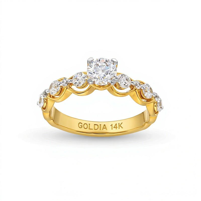 1.0 CT. TW Diamond Bubble Shank Engagement Ring in 14K Gold