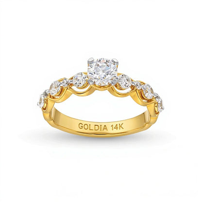 1.0 CT. TW Diamond Bubble Shank Engagement Ring in 14K Gold