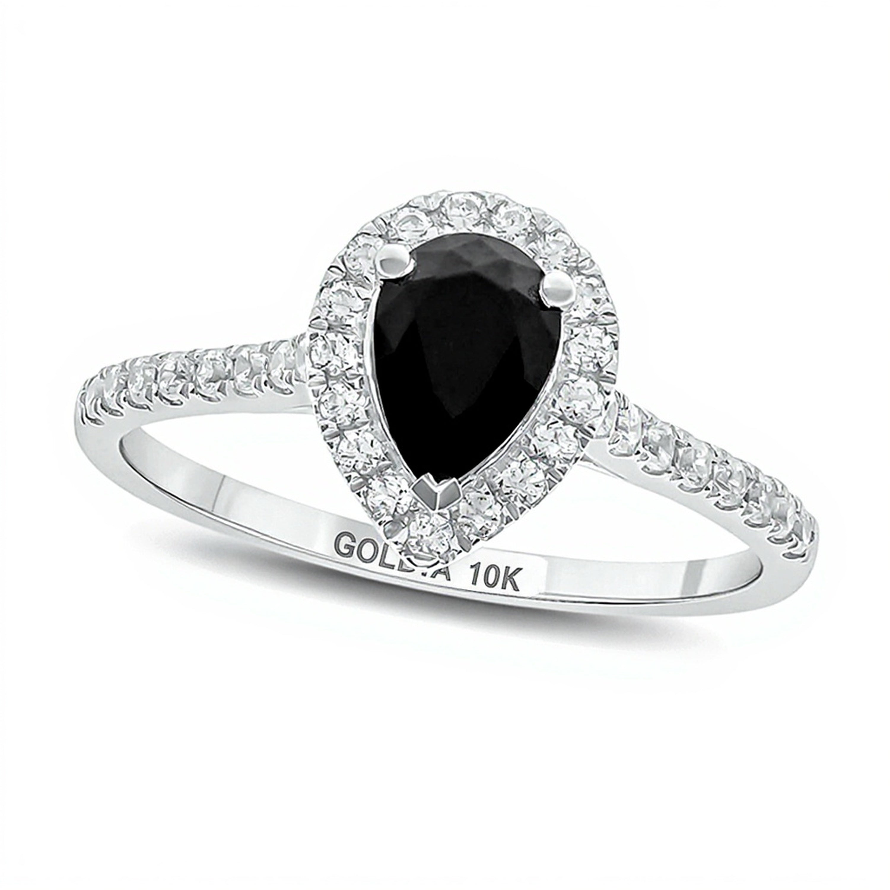 1.0 CT. TW Black and White Pear-Shaped Diamond Frame Engagement Ring in 10K White Gold