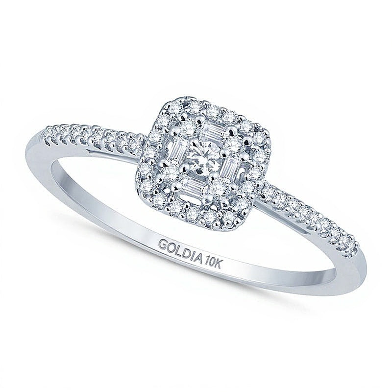 0.25 CT. TW Composite Diamond Square Frame Promise Ring in 10K White Gold