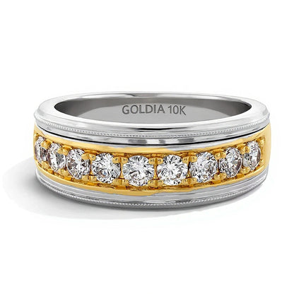 1.0 CT. TW Lab-Grown Diamond Vintage-Style Band in 10K Two-Tone Gold (F/VS2)