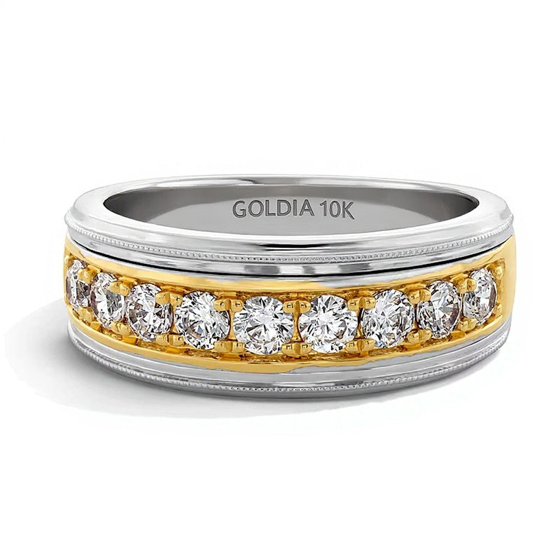 1.0 CT. TW Lab-Grown Diamond Vintage-Style Band in 10K Two-Tone Gold (F/VS2)