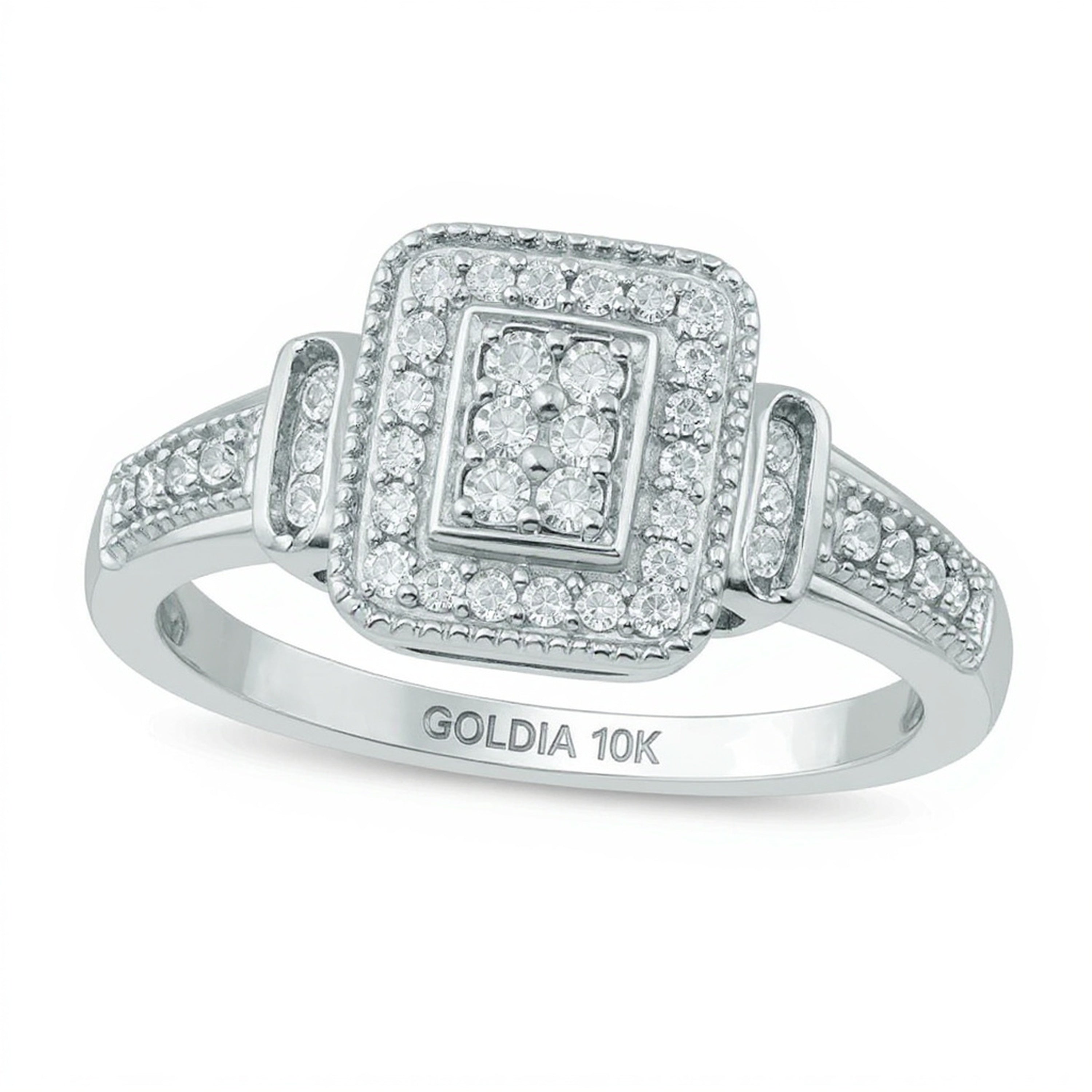 0.25 CT. TW Multi-Diamond Rectangular Frame Ring in 10K White Gold