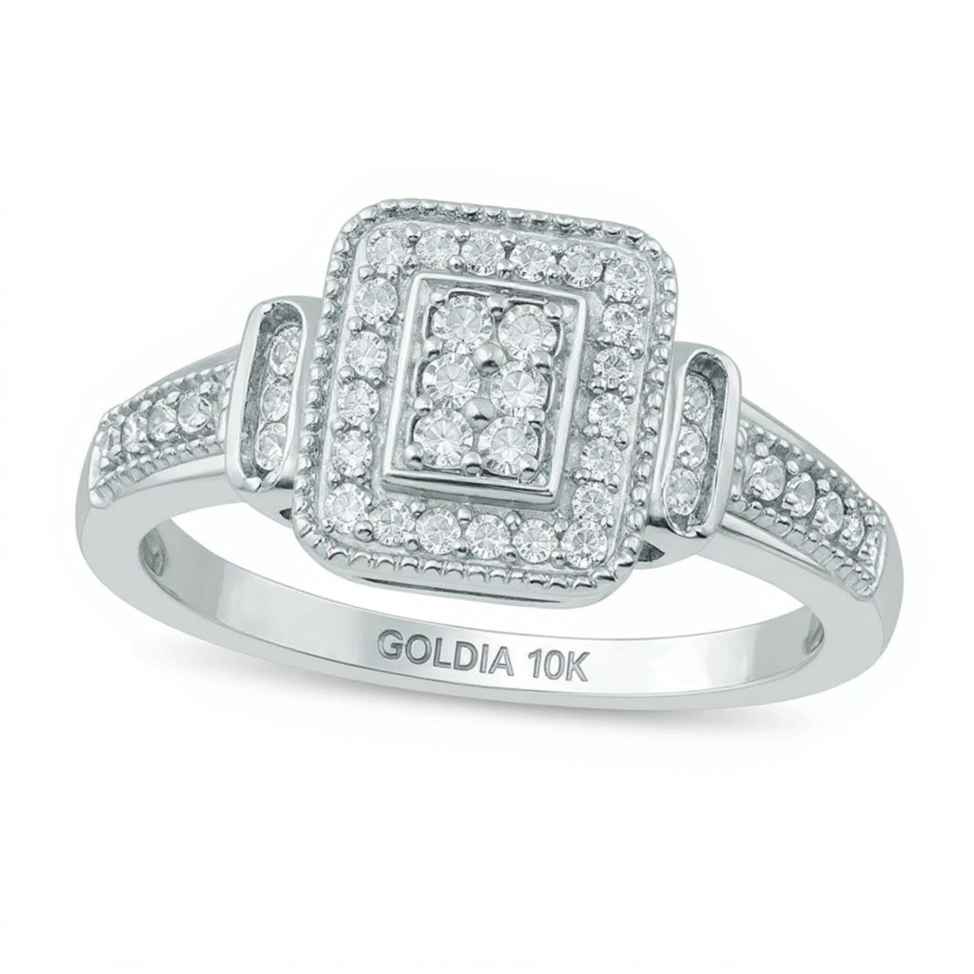 0.25 CT. TW Multi-Diamond Rectangular Frame Ring in 10K White Gold