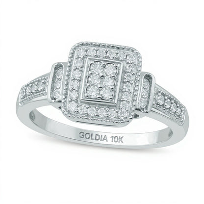 0.25 CT. TW Multi-Diamond Rectangular Frame Ring in 10K White Gold