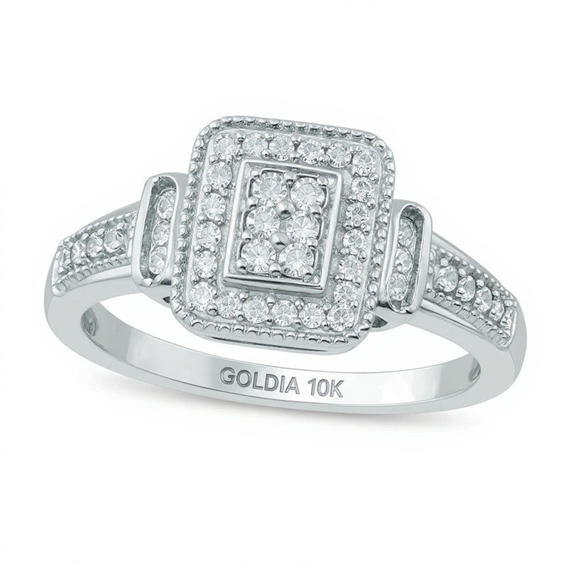 0.25 CT. TW Multi-Diamond Rectangular Frame Ring in 10K White Gold